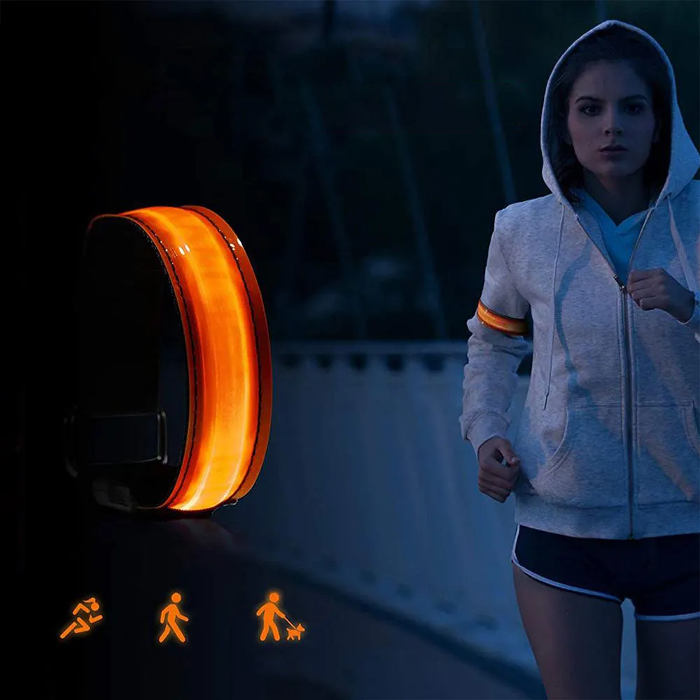 Rechargeable USB light-up armband for children / adults for sports / running / cycling (28-32cm) - Neon Yellow