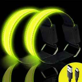 Rechargeable USB light-up armband for children / adults for sports / running / cycling (28-32cm) - Neon Yellow