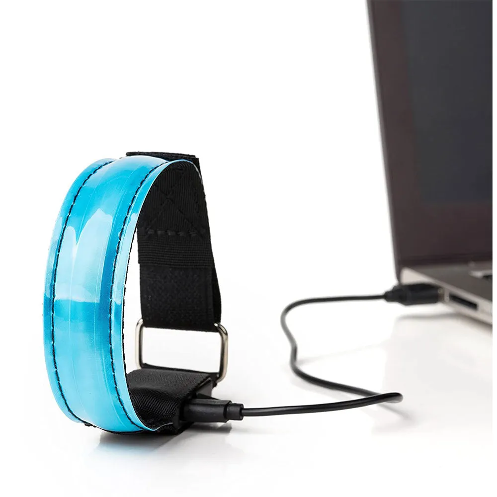 Rechargeable USB light-up wristband for children / adults for sports / jogging / cycling (28-32cm) - red