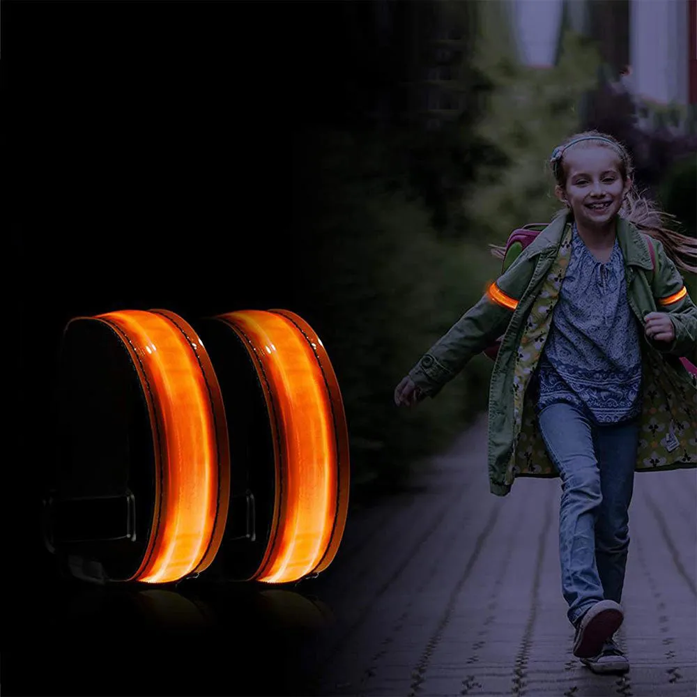 Rechargeable USB light-up wristband for children / adults for sports / jogging / cycling (28-32cm) - red