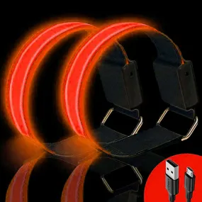 Rechargeable USB light-up wristband for children / adults for sports / jogging / cycling (28-32cm) - red