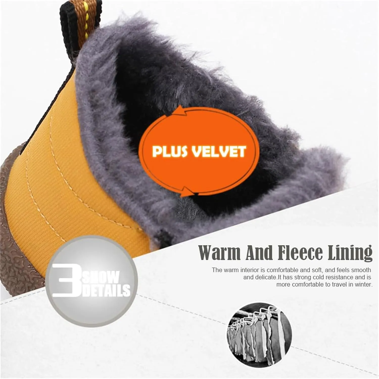 Shoes Men Waterproof, Womens Shoes Snow Ankle Boots, Boots Warm Plush Lined Anti-Slip