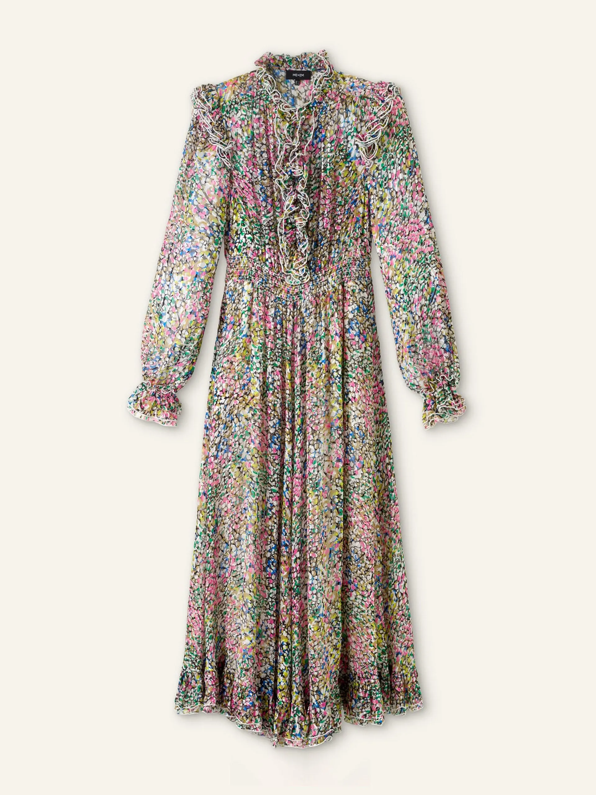 Silk-blend devoré confetti print maxi dress