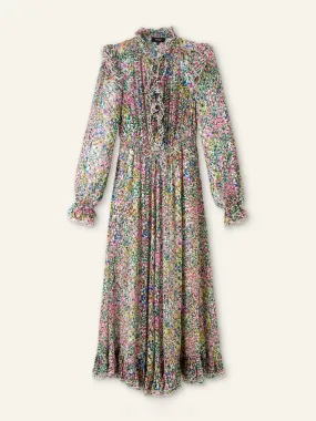 Silk-blend devoré confetti print maxi dress