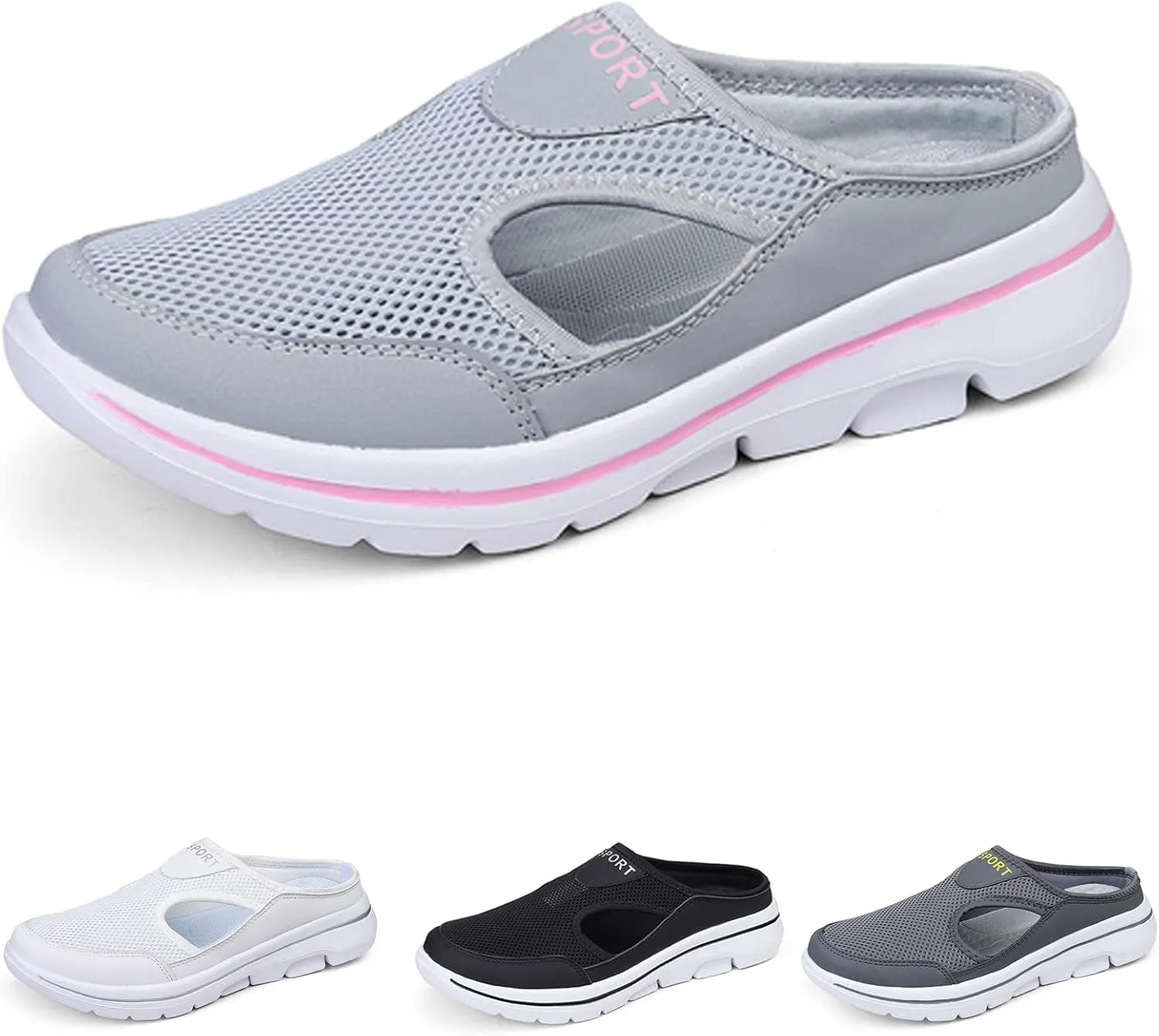 SOLPNOW Unisex Slip On Orthopedic Diabetic Mules,Breathable Arch Support Wedge Platform Slippers,Yoga Sports Hiking Casual Loafer Sandals