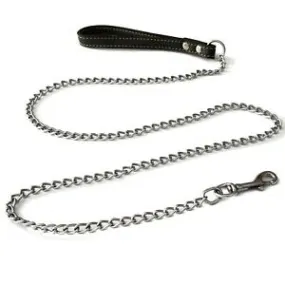 Steel Chain Lead with Leather Handle