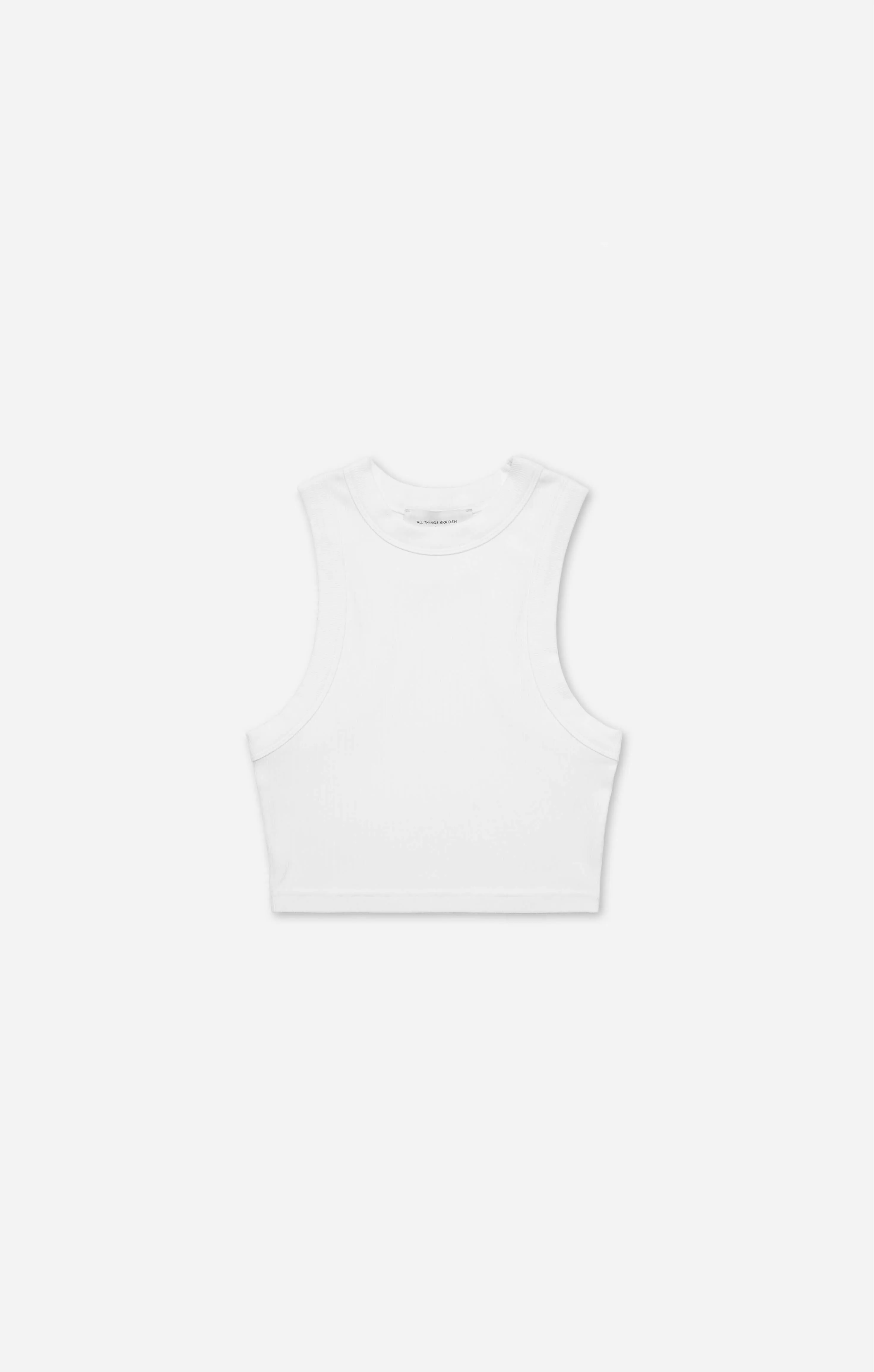 THE LUXE RIB HIGH NECK CROP - WHITE