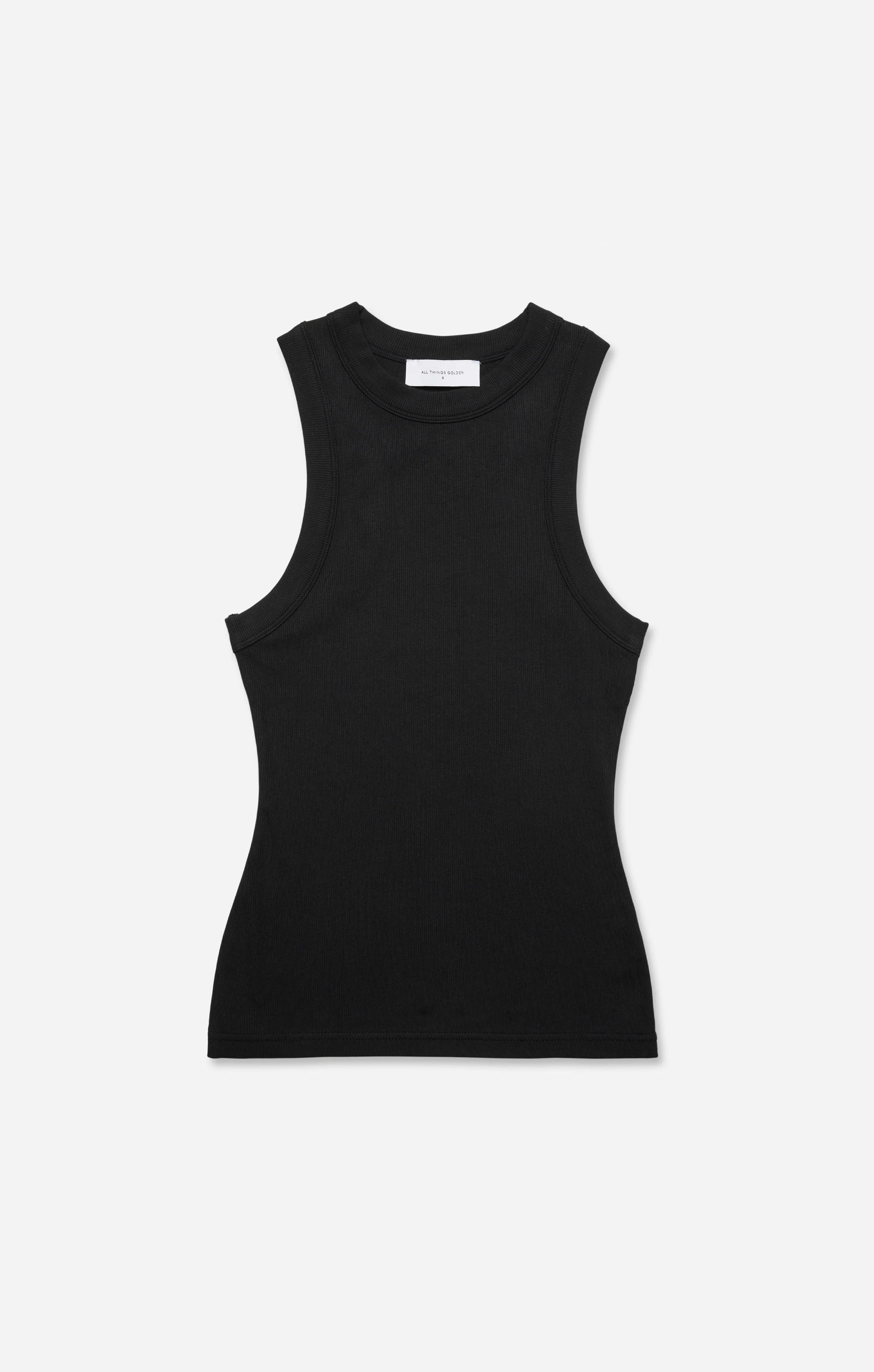 THE LUXE RIB HIGH NECK TANK - BLACK