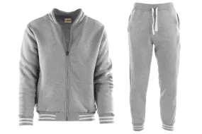 Varsity Jacket & Jogger Set Light Gray