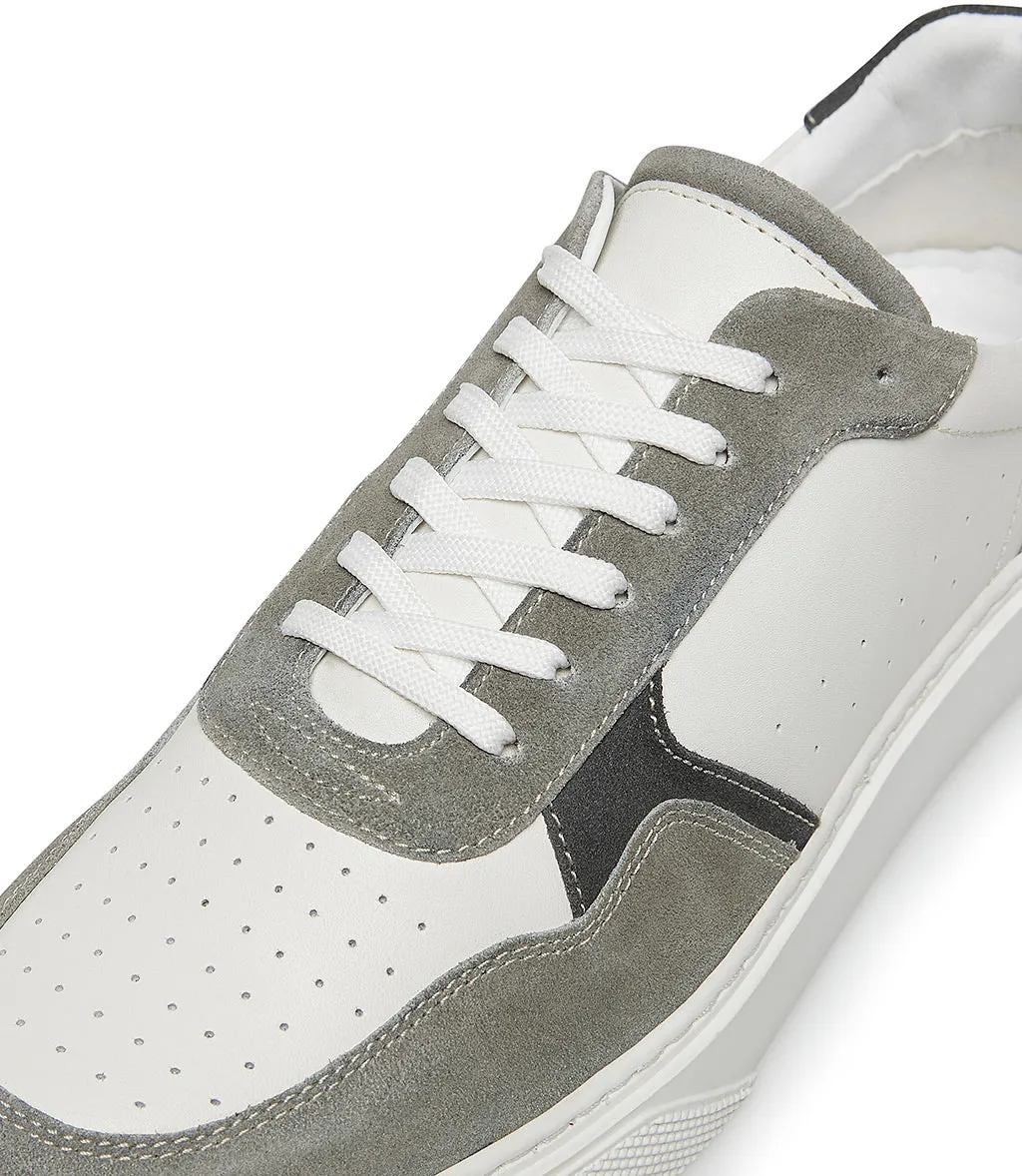 White leather and dove color suede sneakers
