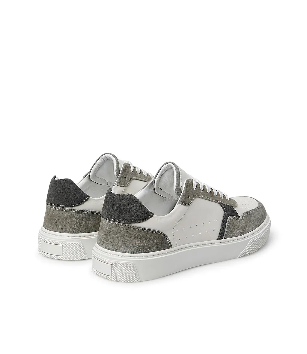 White leather and dove color suede sneakers