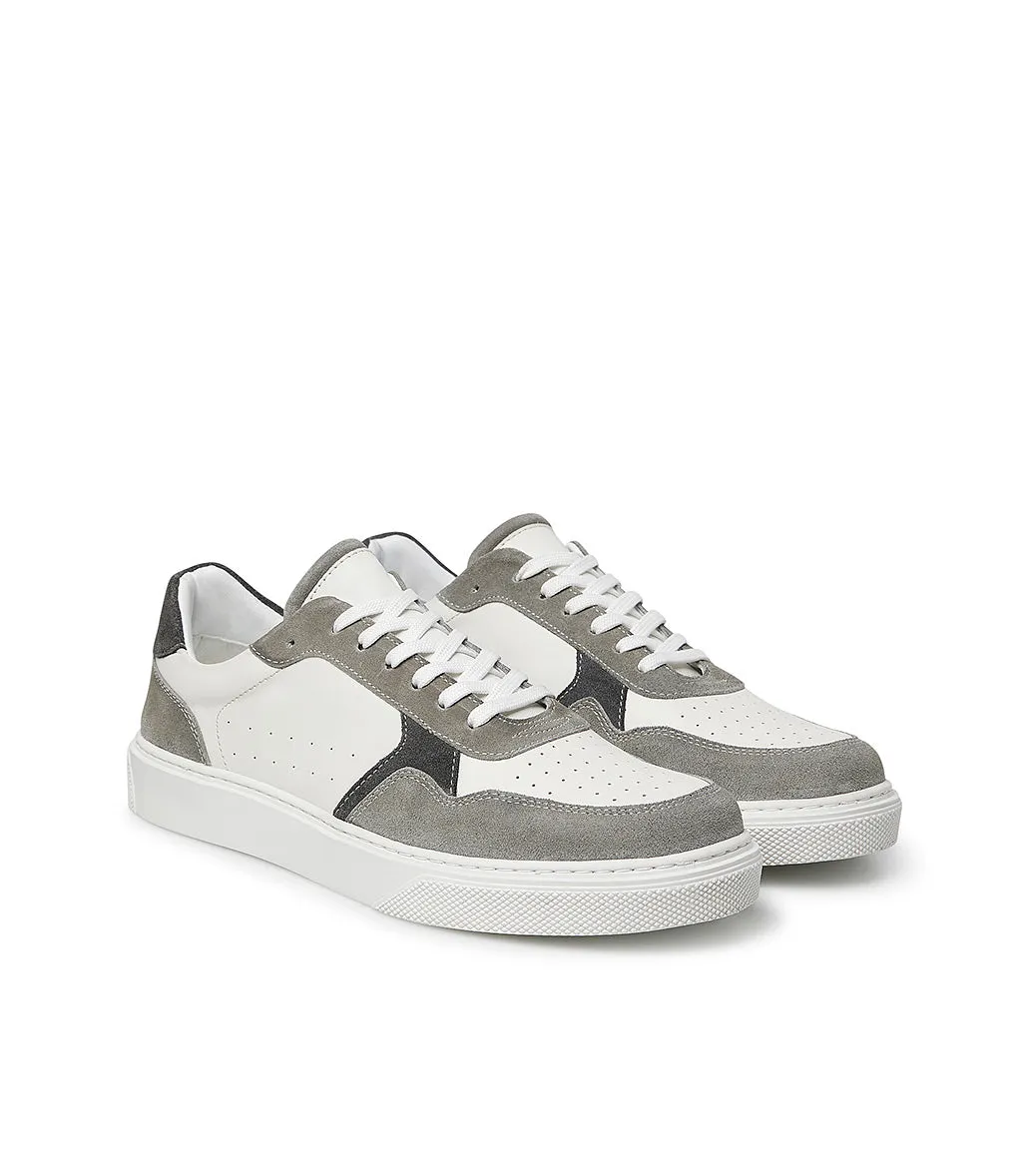 White leather and dove color suede sneakers