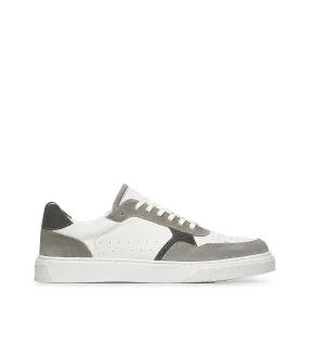 White leather and dove color suede sneakers