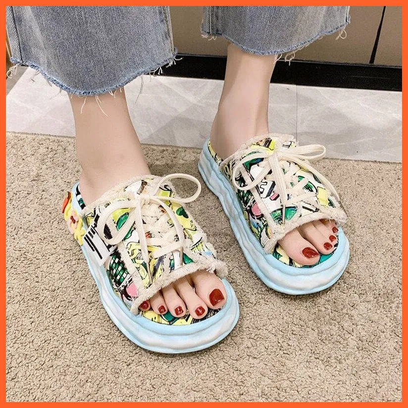 Women Summer Graffiti Slippers | Cool Flip Flops Street Sandals | Street Style Clogs