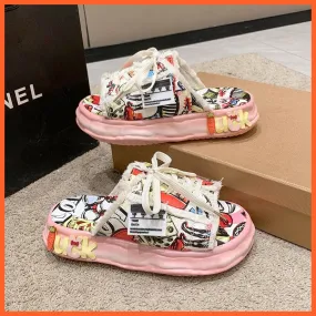 Women Summer Graffiti Slippers | Cool Flip Flops Street Sandals | Street Style Clogs