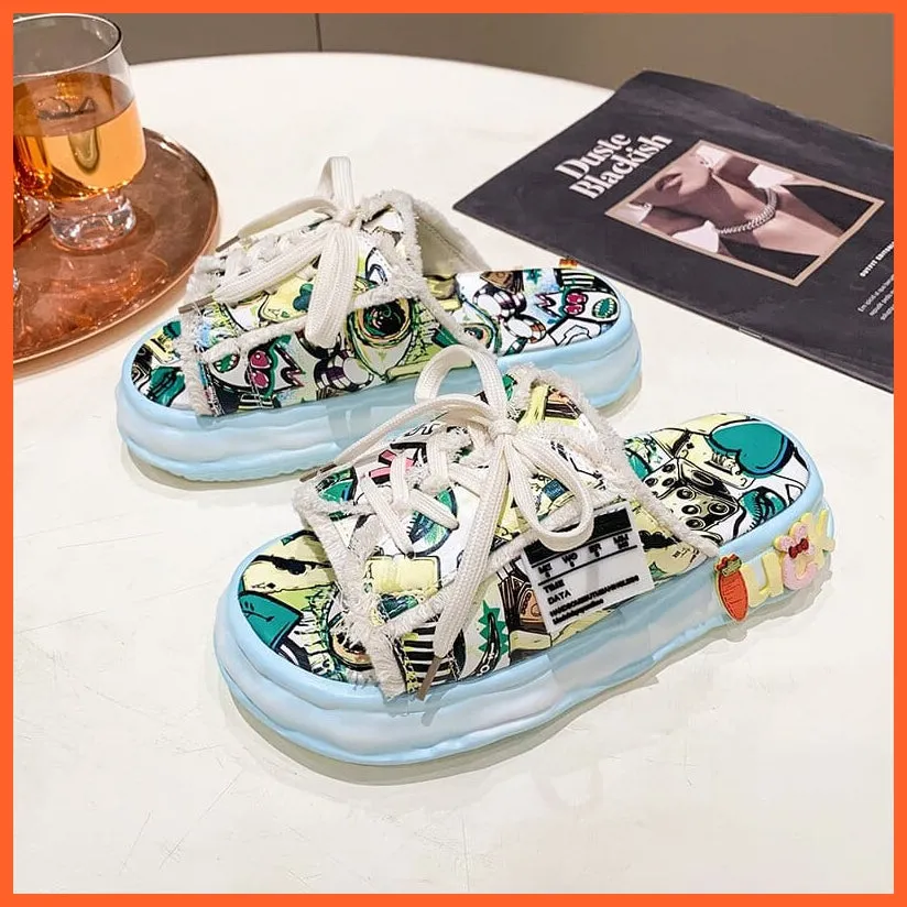 Women Summer Graffiti Slippers | Cool Flip Flops Street Sandals | Street Style Clogs