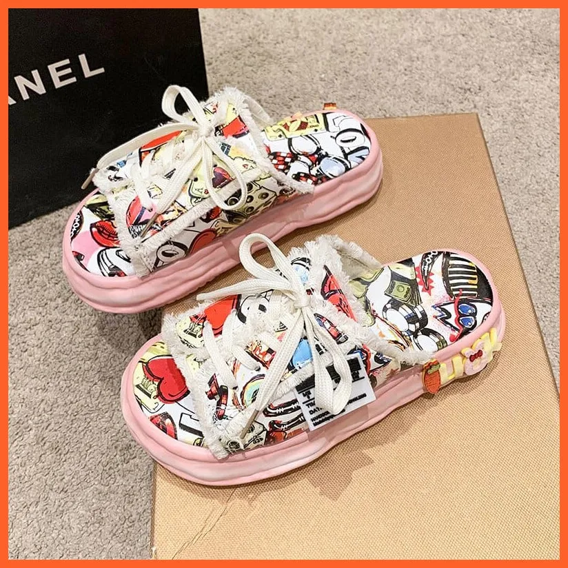 Women Summer Graffiti Slippers | Cool Flip Flops Street Sandals | Street Style Clogs